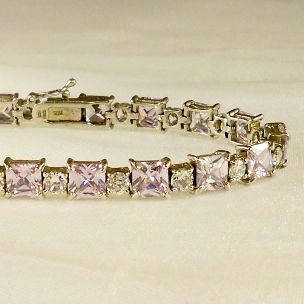 New Vintage R C by Adrienne Lavender Cubic Zirconias Silver Bracelet